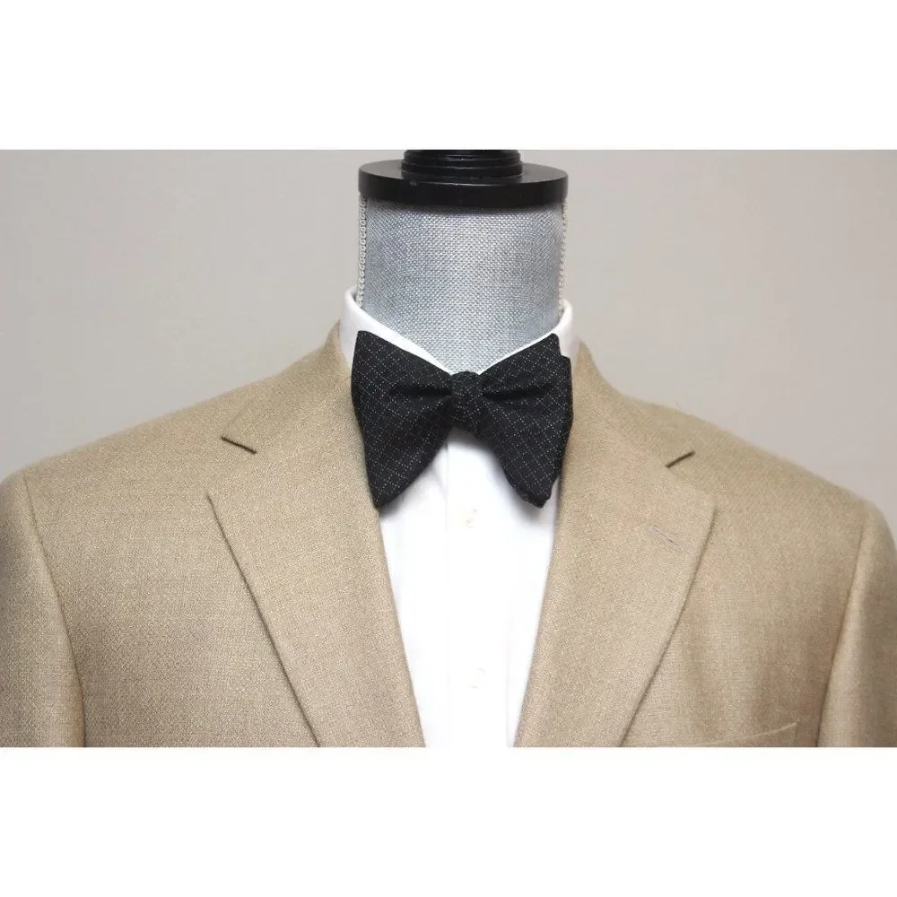 Men's Self tied Bow Tie Silk Bowtie Big Butterfly Bow tie‎ S619 Black Plaid